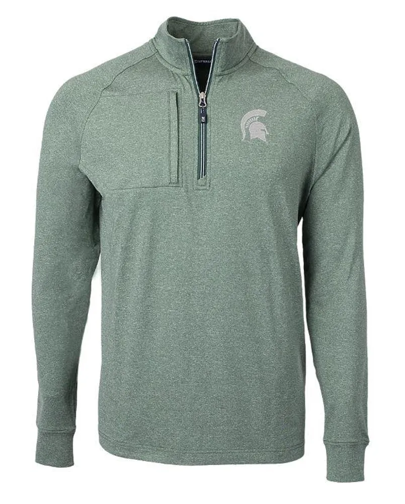 Spartans | Michigan State Cutter & Amp ; Buck Men's Adapt Eco Knit Heather 1/4 Zip Pullover Alumni Hall