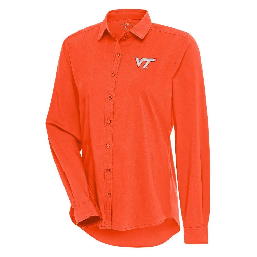 Hokies | Virginia Tech Antigua Women's Flight Solid Dress Shirt Alumni Hall