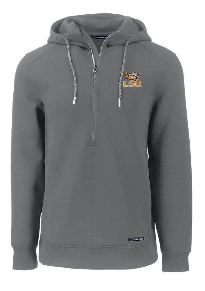 LSU Cutter & Buck Men's Roam Eco Half Zip Pullover Hoodie