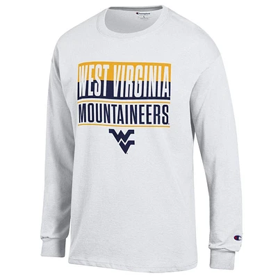 West Virginia Champion Split Color Over Logo Long Sleeve Tee