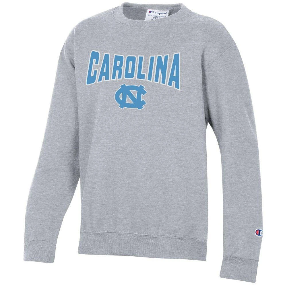 Carolina Champion YOUTH Wordmark Over Logo Crew