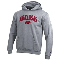 Arkansas Champion YOUTH Wordmark Over Logo Hoodie