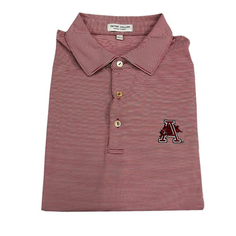 Arkansas Peter Millar Vault Leaping Hog Jubilee Stripe Polo