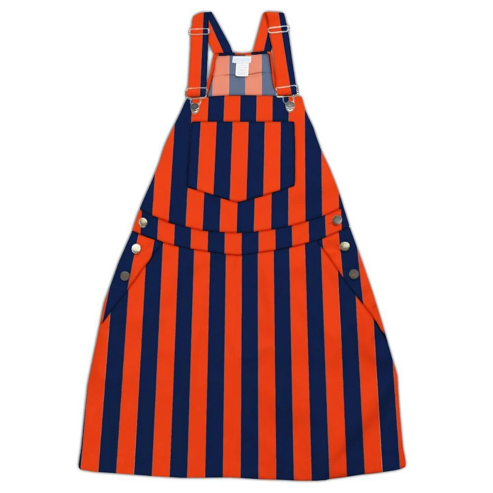 Navy and Orange Stripes Overall Bib Dress