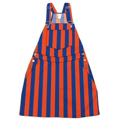 Royal and Orange Stripes Overall Bib Dress