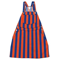 Royal and Orange Stripes Overall Bib Dress