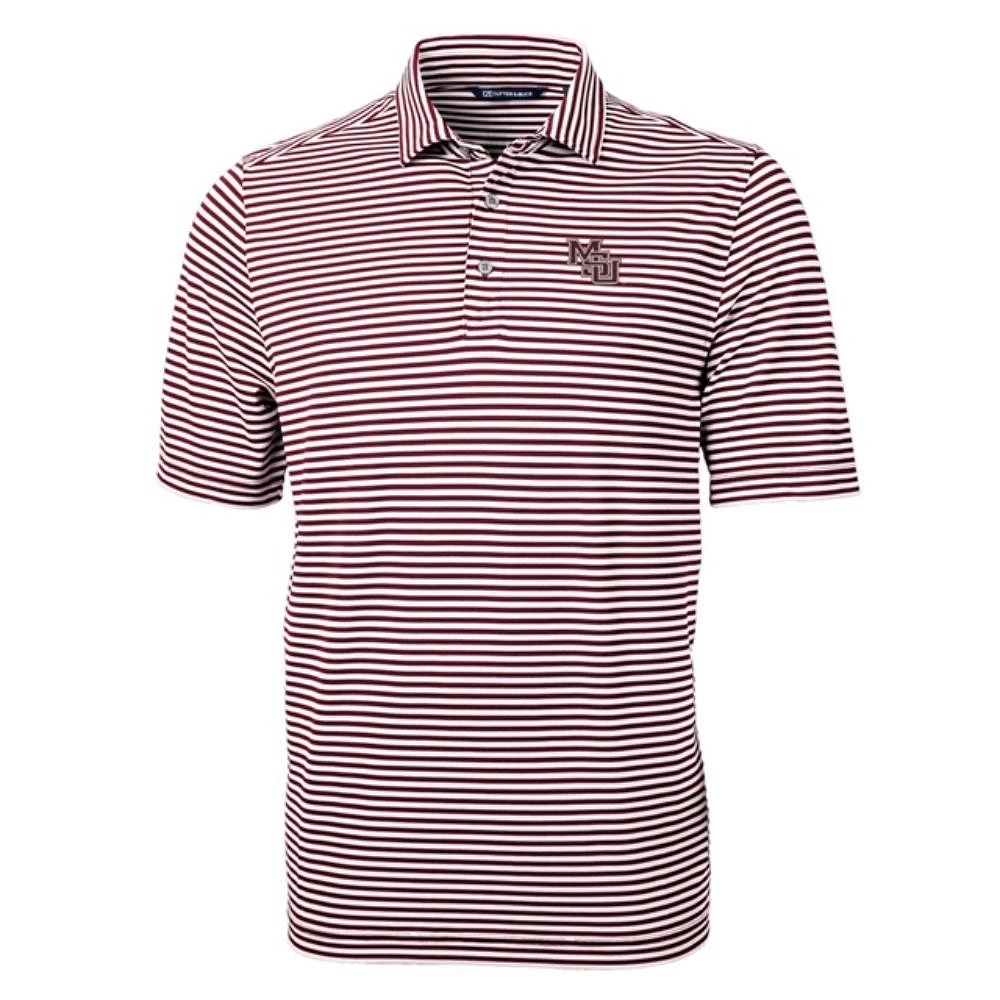 Mississippi State Cutter & Buck Vault Interlock MSU Ecopique Stripe Polo