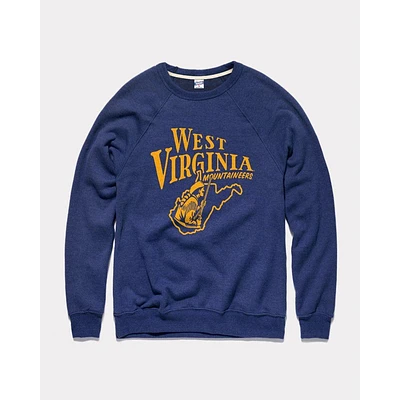 West Virginia Charlie Hustle Vintage Fleece Crew