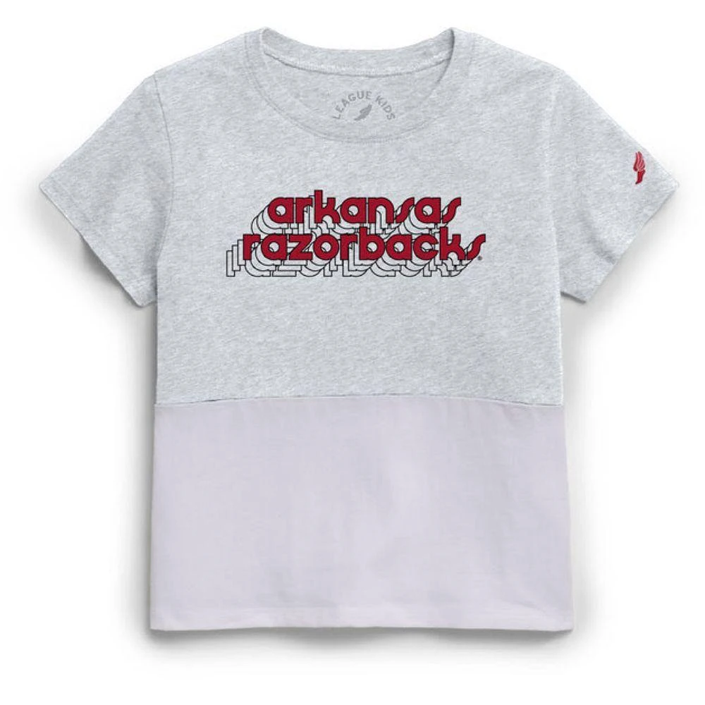 Arkansas League YOUTH Retro Shadow Outline Colorblock Tee