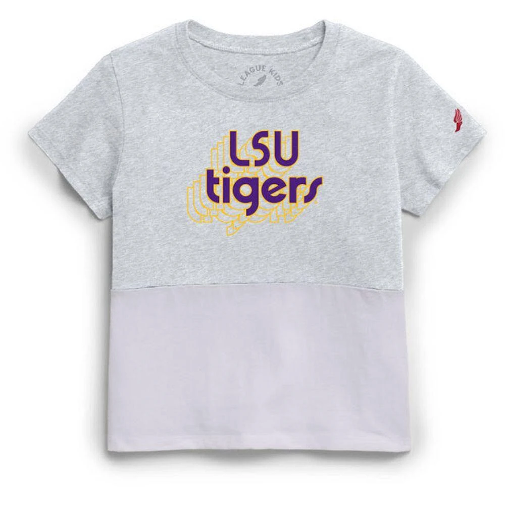 LSU League YOUTH Retro Shadow Outline Colorblock Tee