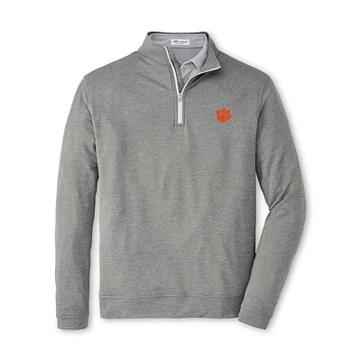 Clemson Peter Millar Perth Melange Quarter-Zip Pullover