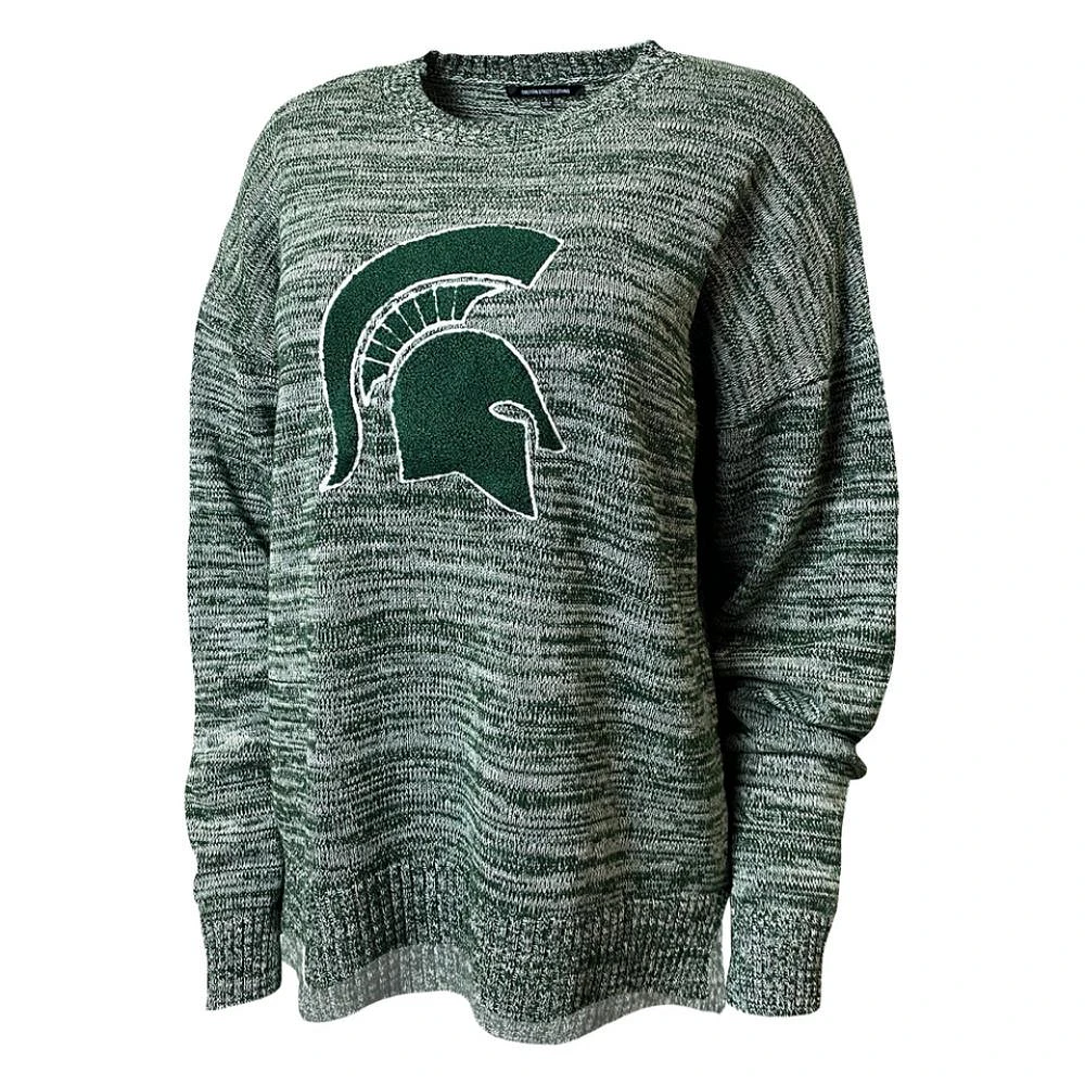 Michigan State Darby 2 Heather Chenille Applique Sweater