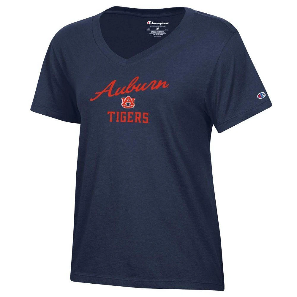 Auburn Champion Women's Core Slant Script V-Neck