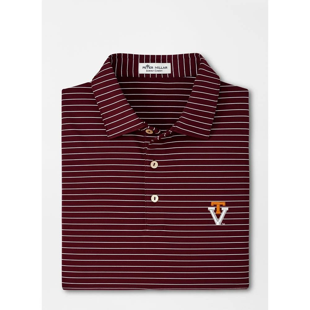 Virginia Tech Peter Millar Vault T Over V Crafty Stripe Performance Polo