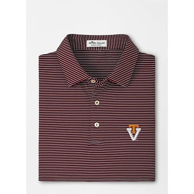 Virginia Tech Peter Millar Vault T Over V Marlin Stripe Performance Polo