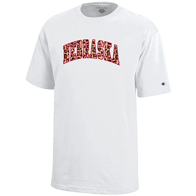 Nebraska Champion YOUTH Leopard Print Arch Tee