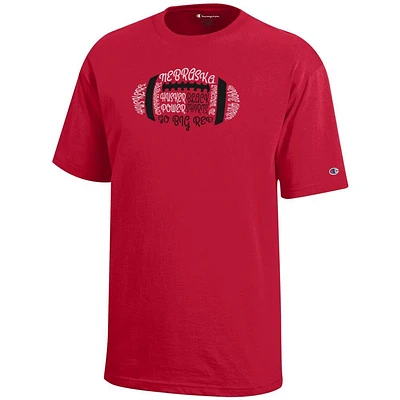 Nebraska Champion YOUTH Football Typeface Tee