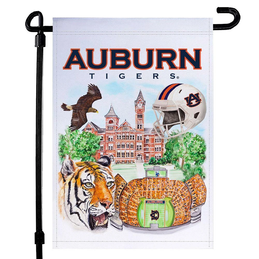 Auburn Watercolor Garden Flag