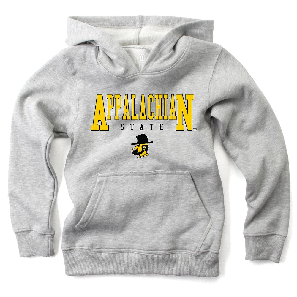 App State Wes and Willy Kids Stacked Logos Fleece Hoody