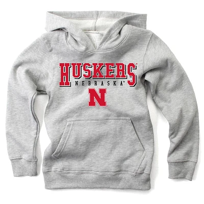 Nebraska Wes and Willy Kids Stacked Logos Fleece Hoody