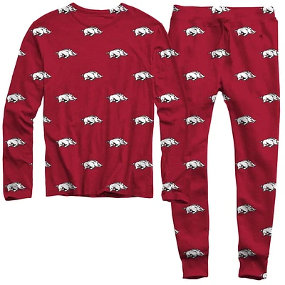 Arkansas Wes and Willy All Over Logo Long Sleeve Tee Pant Set