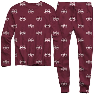 Mississippi State Wes and Willy All Over Logo Long Sleeve Tee Pant Set