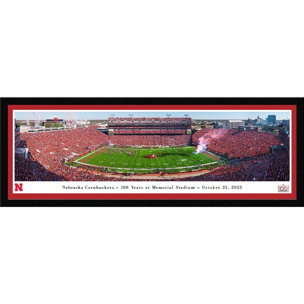 Nebraska Football 100 Years at Memorial Stadium Deluxe Frame 18