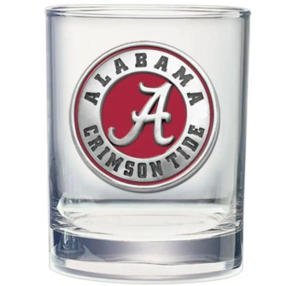  Alabama Heritage Pewter Old Fashioned Glass (Crimson Emblem)