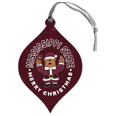 Mississippi State Bully Claus Teardrop Ornament