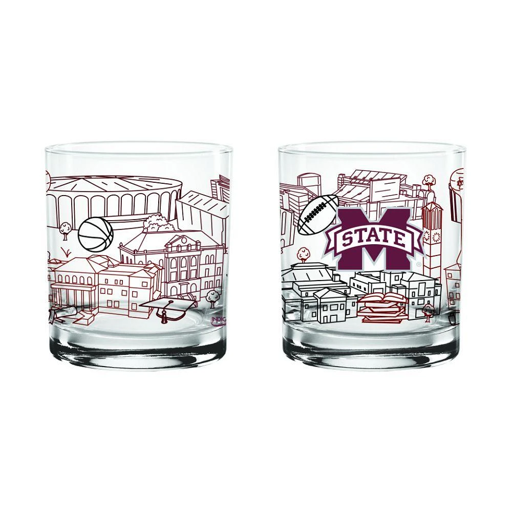 Mississippi State 14 Oz Campus Rocks Glass