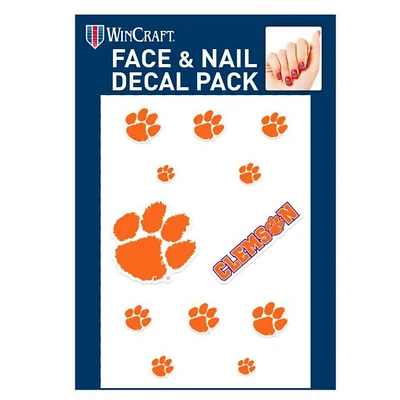 Clemson Face and Nail Decal Pack