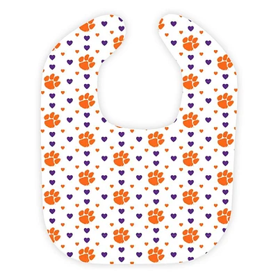 Clemson Wee Ones Heart Print Soft Bib