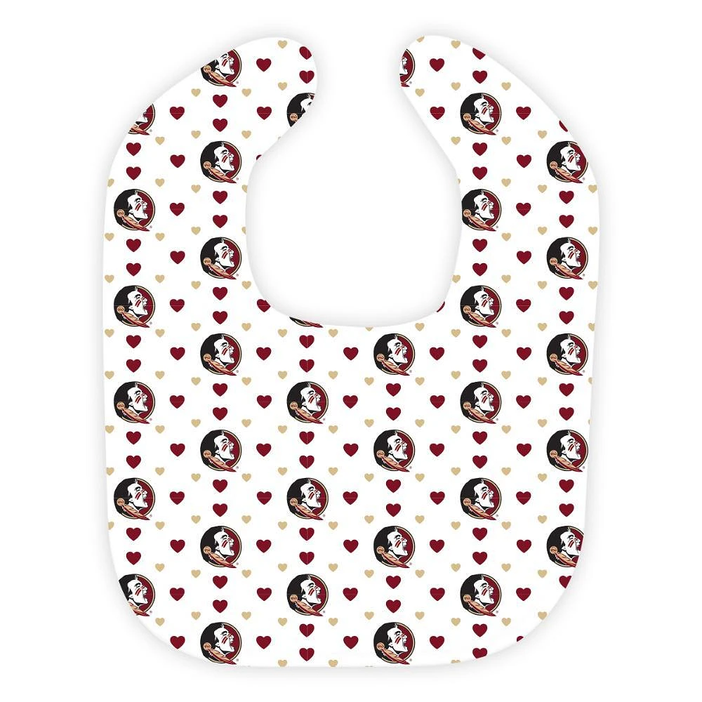 Florida State Wee Ones Heart Print Soft Bib