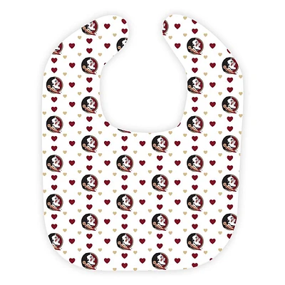 Florida State Wee Ones Heart Print Soft Bib