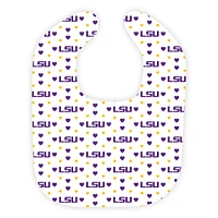 LSU Wee Ones Heart Print Soft Bib