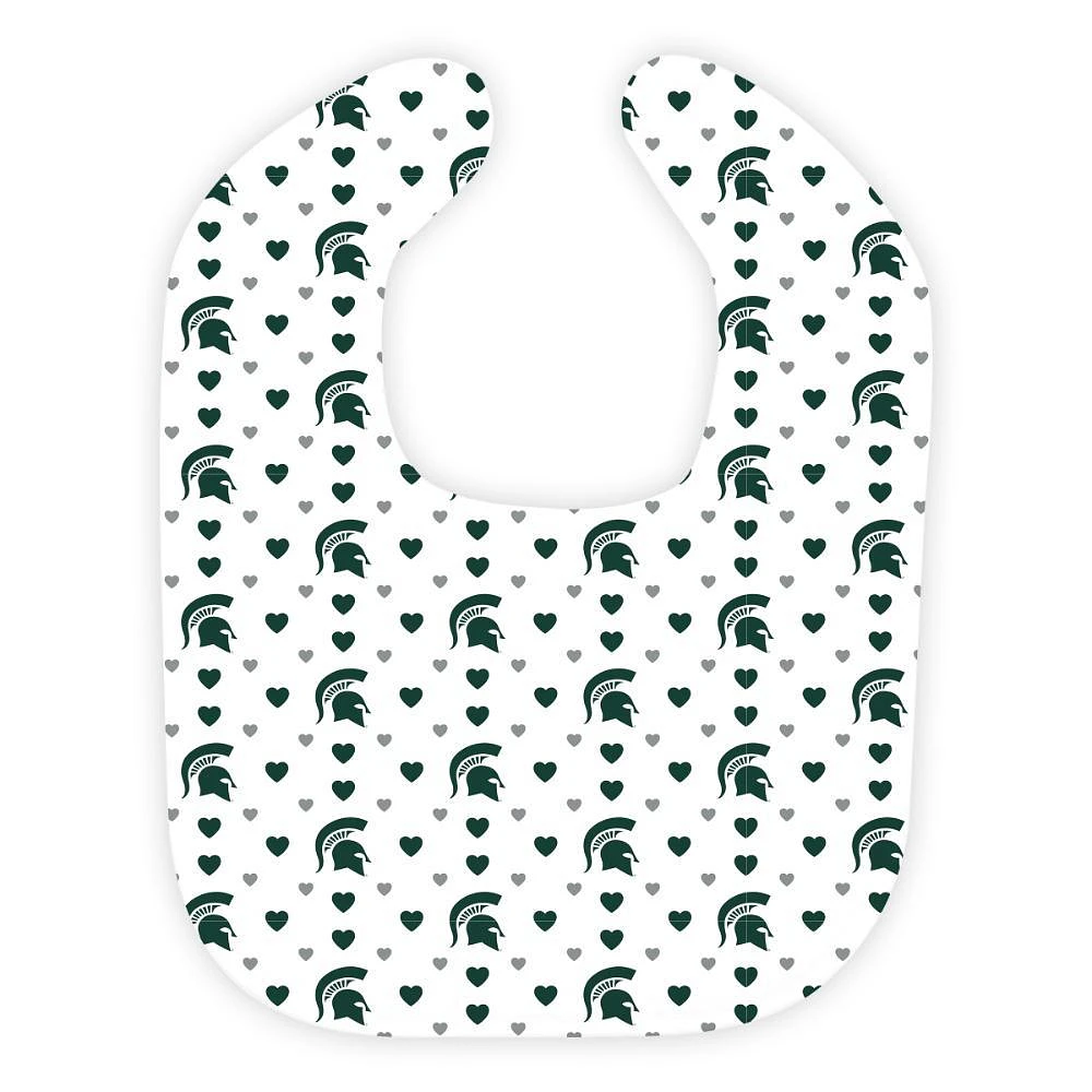 Michigan State Wee Ones Heart Print Soft Bib