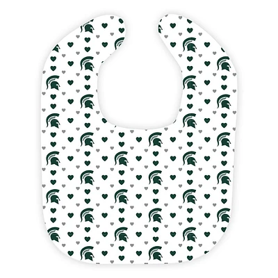 Michigan State Wee Ones Heart Print Soft Bib