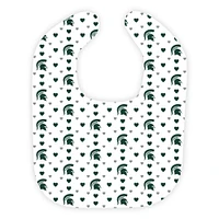 Michigan State Wee Ones Heart Print Soft Bib