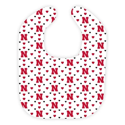 Nebraska Wee Ones Heart Print Soft Bib