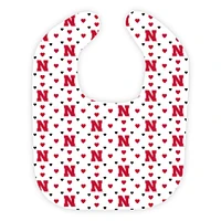 Nebraska Wee Ones Heart Print Soft Bib