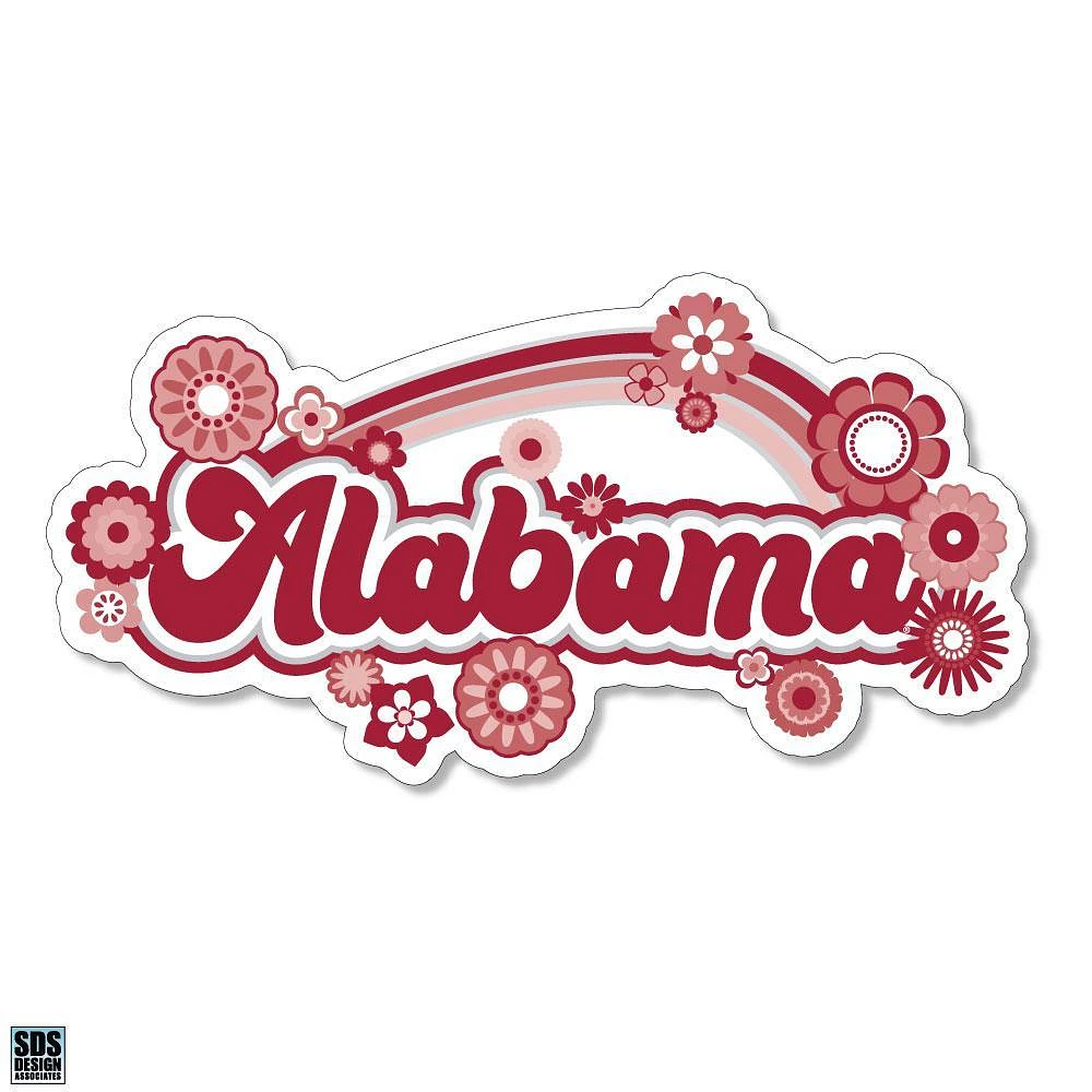Alabama 3.25 Inch Rainbow Flowers Rugged Sticker Decal