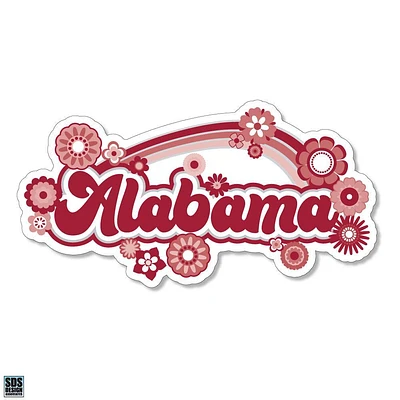 Alabama 3.25 Inch Rainbow Flowers Rugged Sticker Decal