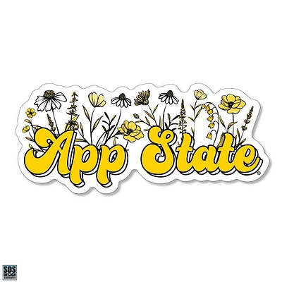 App State 3.25 Inch Wildflowers Script Rugged Sticker Decal