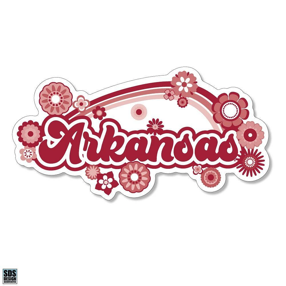 Arkansas 3.25 Inch Rainbow Flowers Rugged Sticker Decal