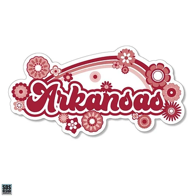 Arkansas 3.25 Inch Rainbow Flowers Rugged Sticker Decal