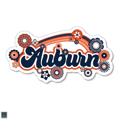 Auburn 3.25 Inch Rainbow Flowers Rugged Sticker Decal