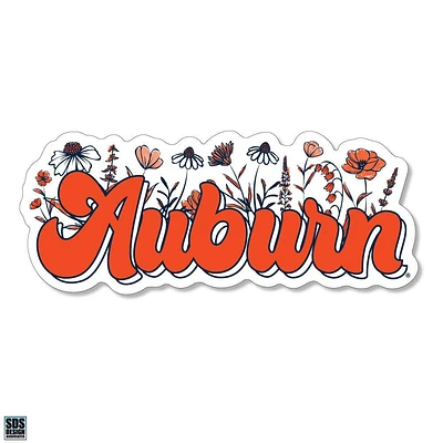 Auburn 3.25 Inch Wildflowers Script Rugged Sticker Decal