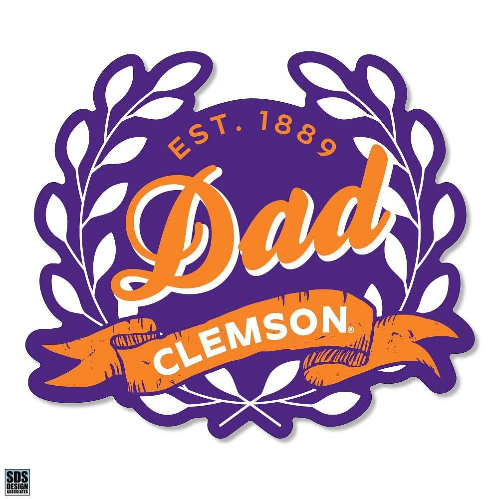 Clemson 3.25 Inch Dad Leaves Rugged Sticker Decal
