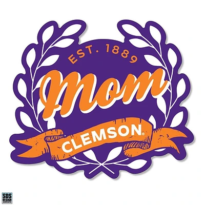 Clemson 3.25 Inch Mom Leaves Rugged Sticker Decal