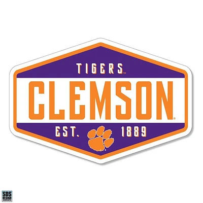 Clemson 3.25 Inch Hexagon Badge Rugged Sticker Decal